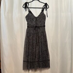 Guess Black, Mesh, Ribbon Midi Dress